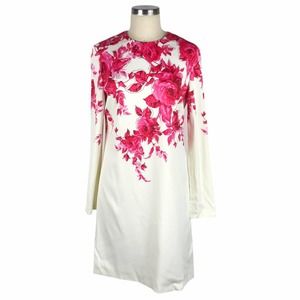Lela Rose Pink Floral Long Sleeve Dress
